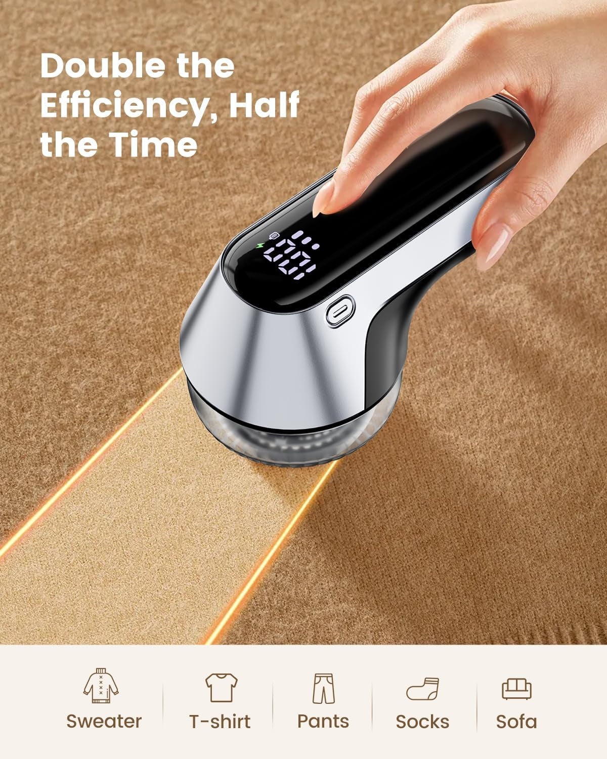 Fibrio Pro Fabric Shaver digital display and speed settings