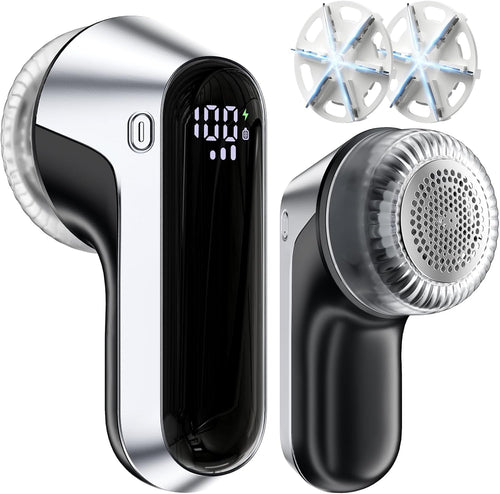 Fibrio Pro Fabric Shaver removing lint from a sweater